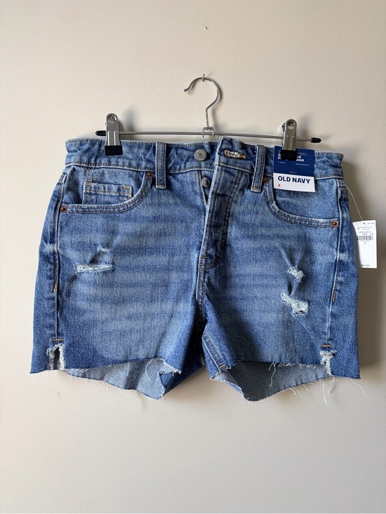 Old Navy Pants - Old Navy OG Straight 3” Inseam Blue Distressed Denim Women’s Shorts